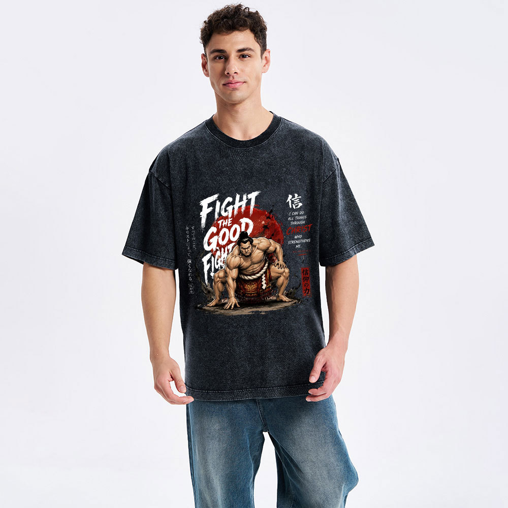 Fight The Good Fight Christian Washed T-Shirt
