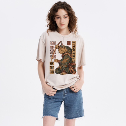 Fight The Good Fight Of The Faith Christian Washed T-Shirt