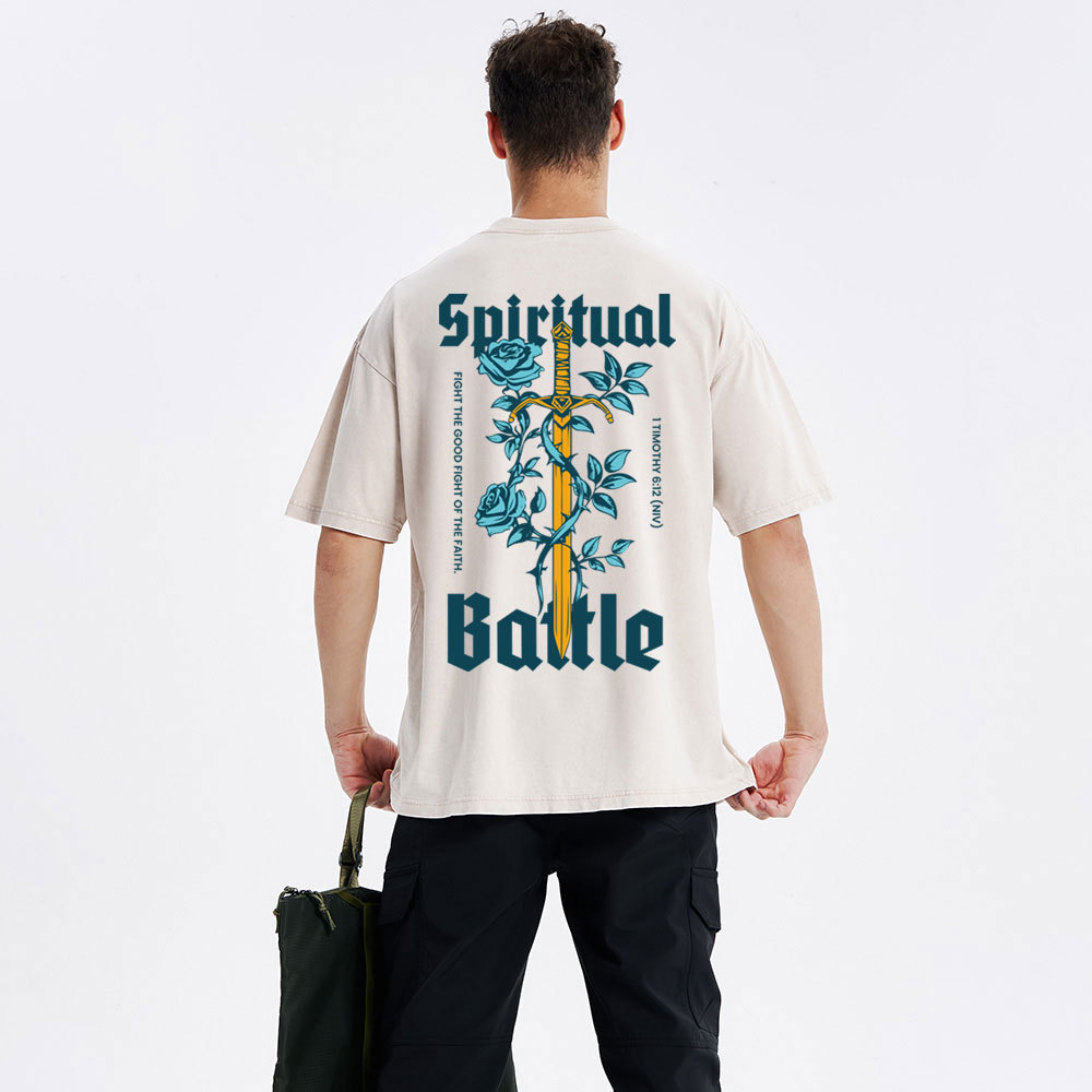 Fight The Good Fight Of The Faith Christian Washed T-Shirt