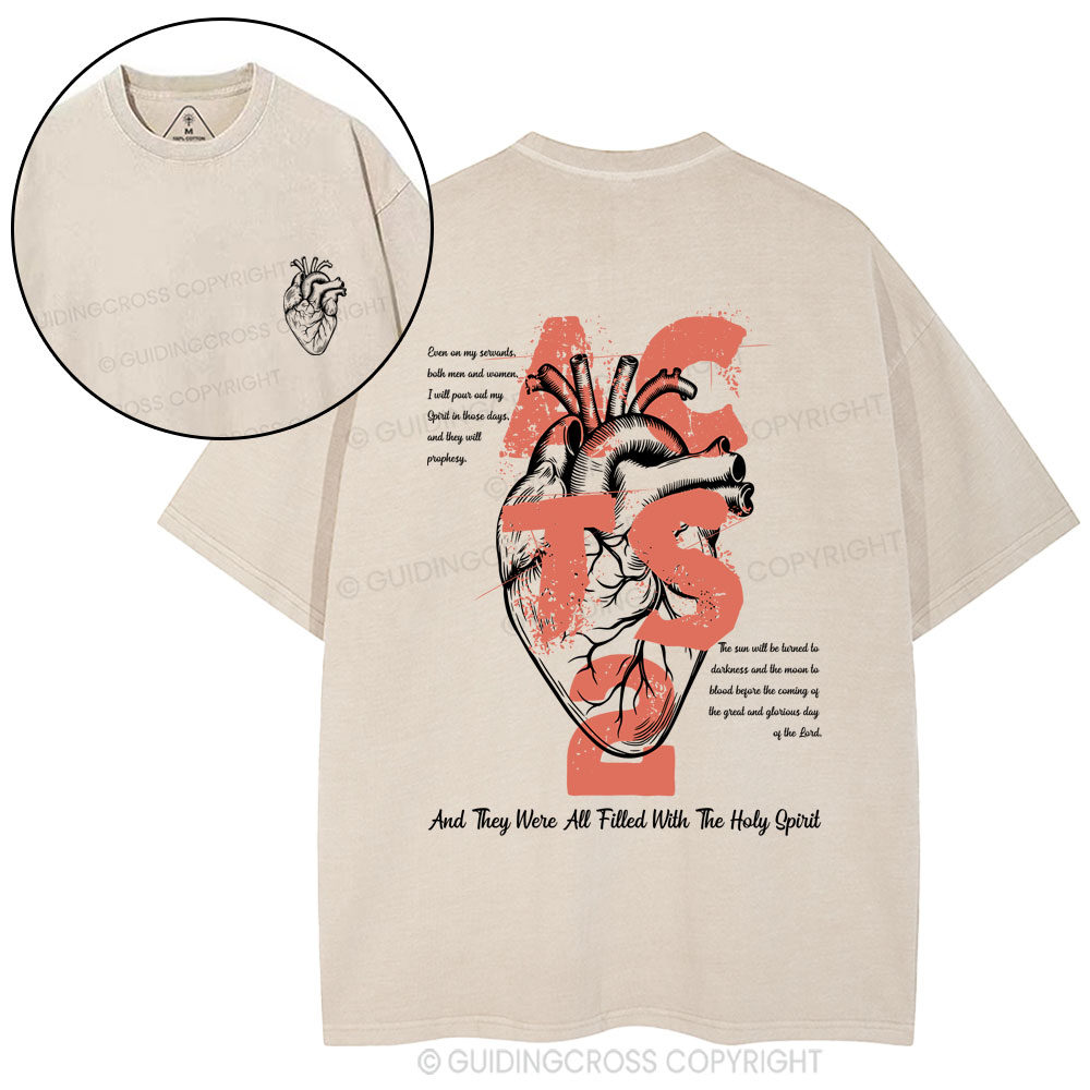 Filled With The Holy Spirit Christian Washed T-Shirt