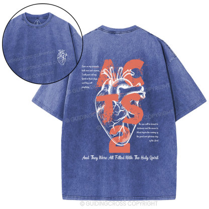 Filled With The Holy Spirit Christian Washed T-Shirt