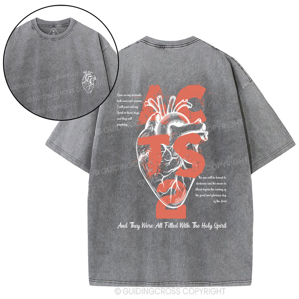 Filled With The Holy Spirit Christian Washed T-Shirt