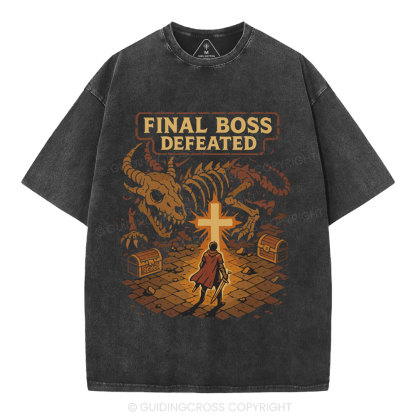 Final Boss Defeated Christian Washed T-Shirt