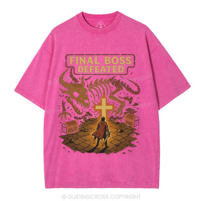 Final Boss Defeated Christian Washed T-Shirt