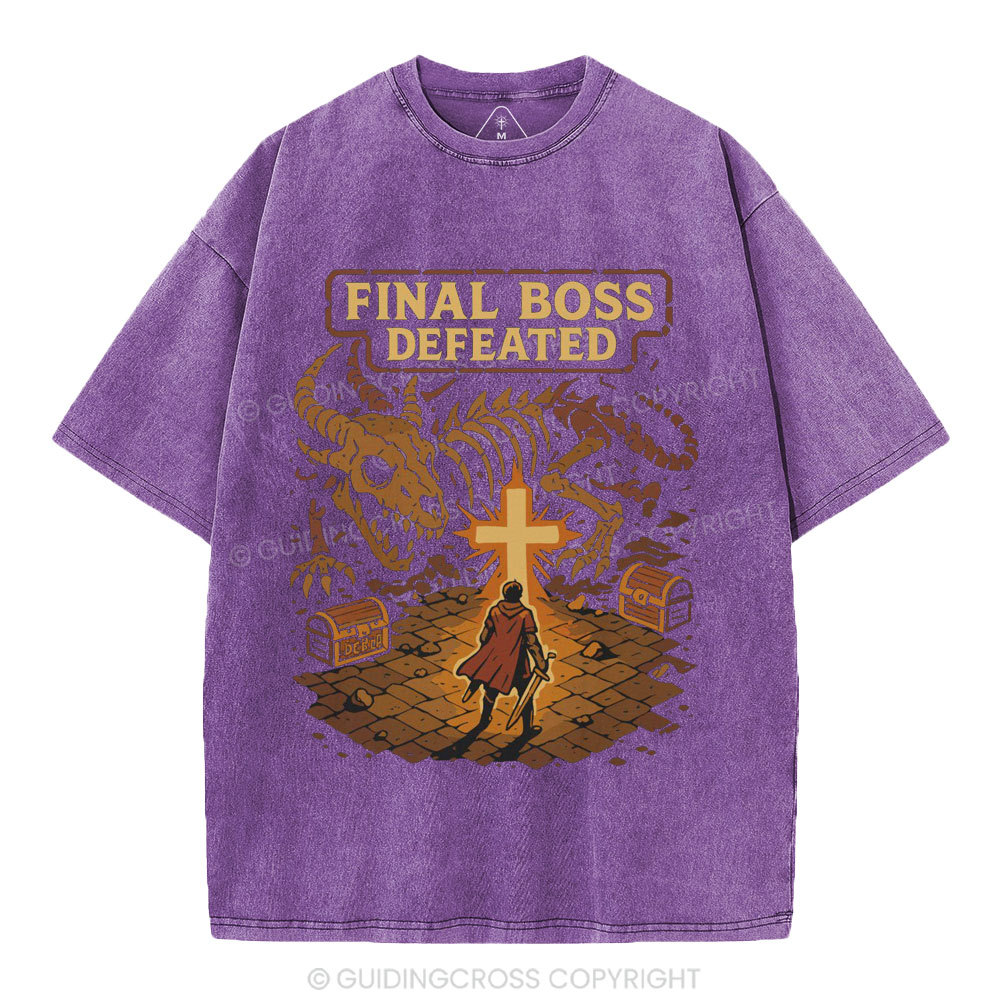 Final Boss Defeated Christian Washed T-Shirt