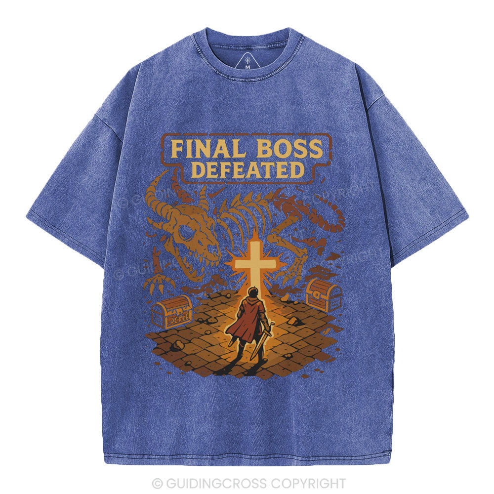 Final Boss Defeated Christian Washed T-Shirt