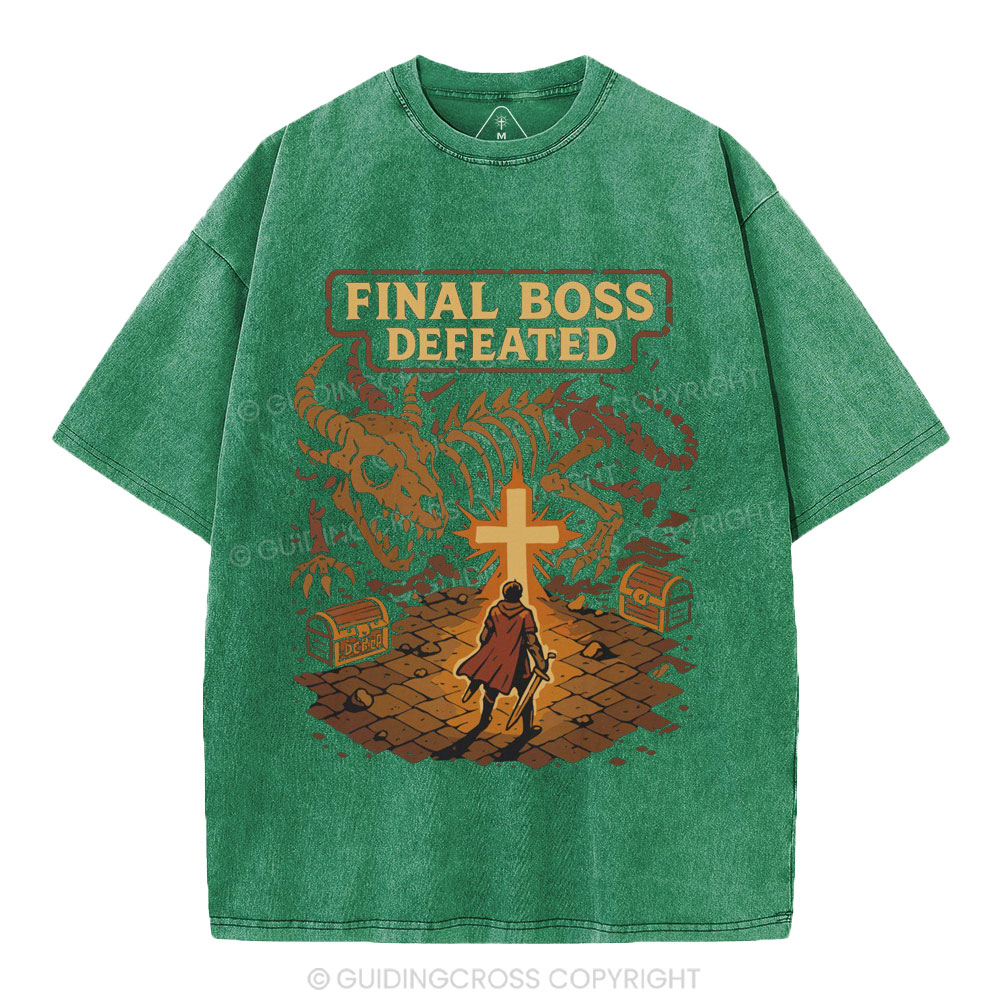 Final Boss Defeated Christian Washed T-Shirt