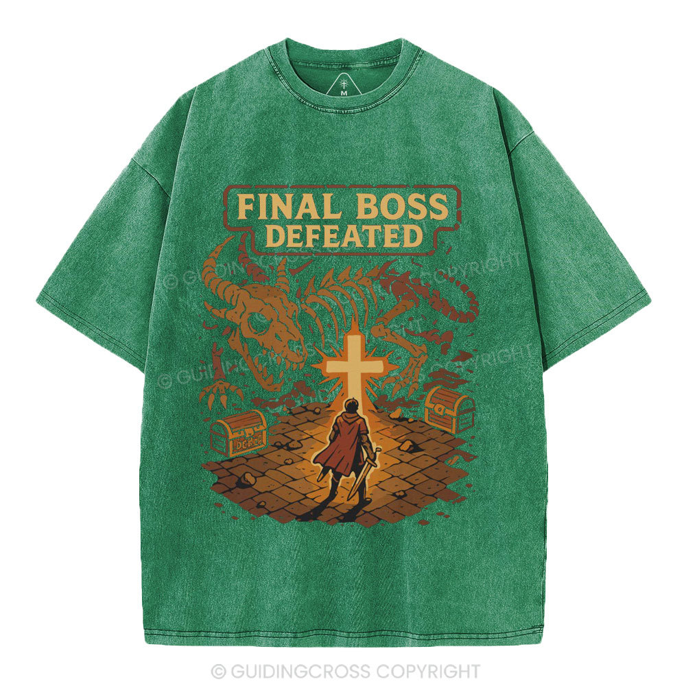 Final Boss Defeated Christian Washed T-Shirt
