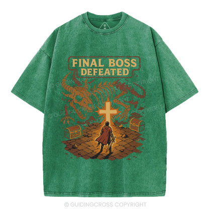 Final Boss Defeated Christian Washed T-Shirt