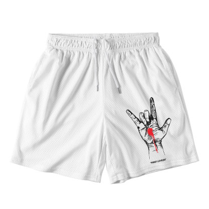 Frist Love White Christian Mesh Shorts