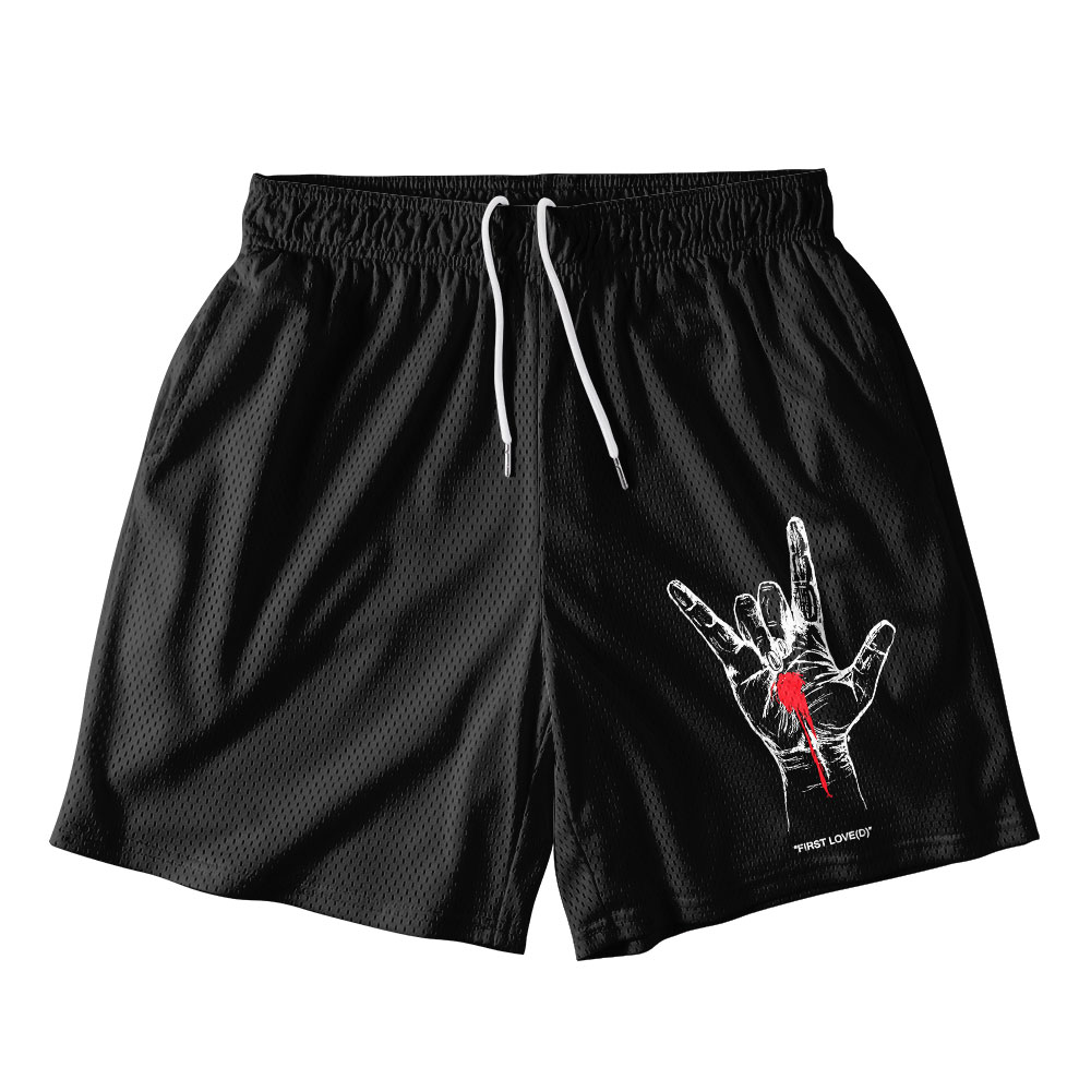Frist Love Black Christian Mesh Shorts