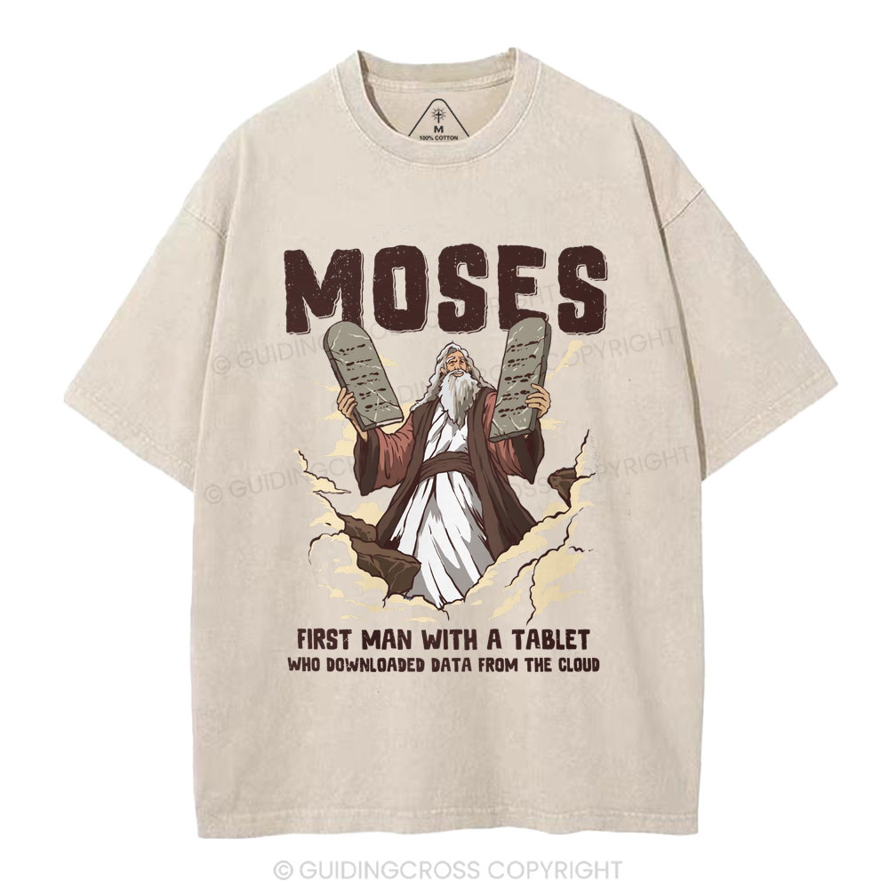 First Man With A Tablet Christian Washed T-Shirt