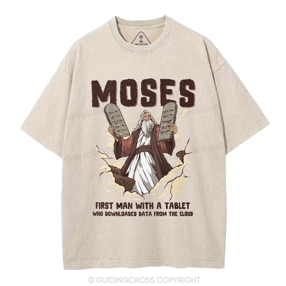 First Man With A Tablet Christian Washed T-Shirt