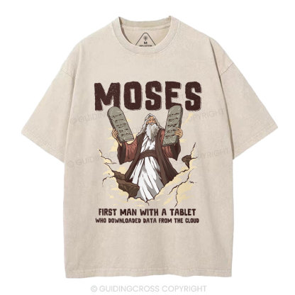 First Man With A Tablet Christian Washed T-Shirt