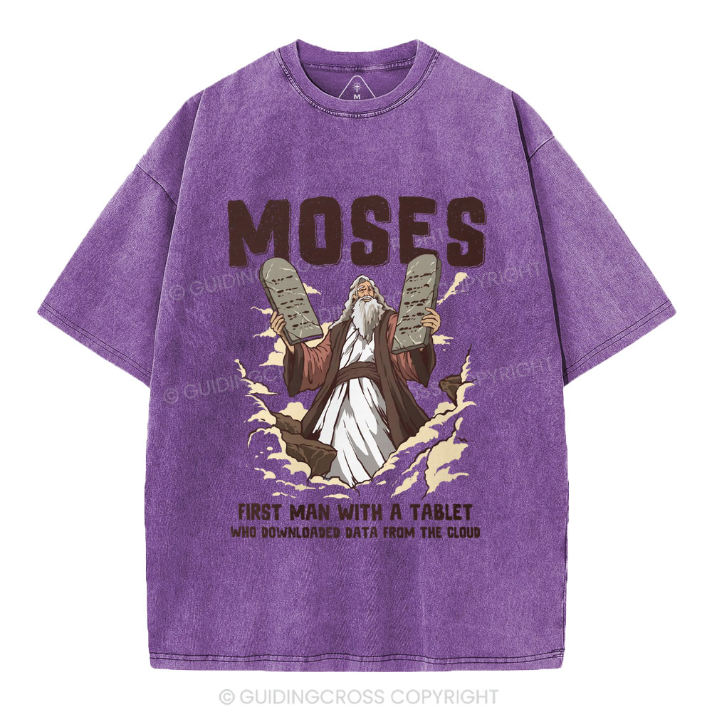 First Man With A Tablet Christian Washed T-Shirt