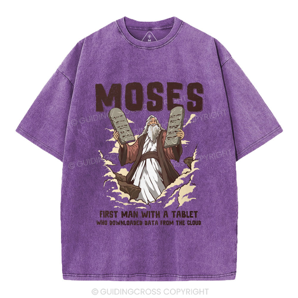 First Man With A Tablet Christian Washed T-Shirt