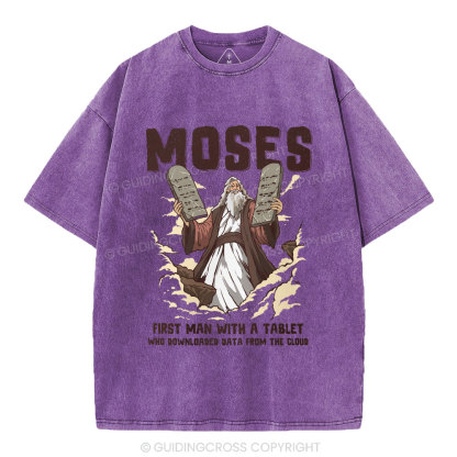 First Man With A Tablet Christian Washed T-Shirt