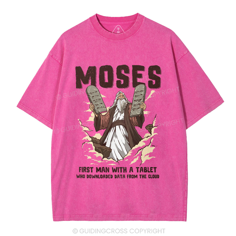 First Man With A Tablet Christian Washed T-Shirt