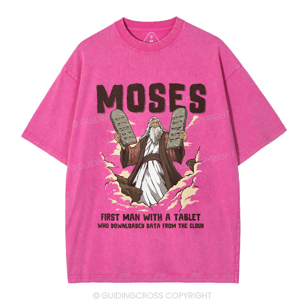 First Man With A Tablet Christian Washed T-Shirt