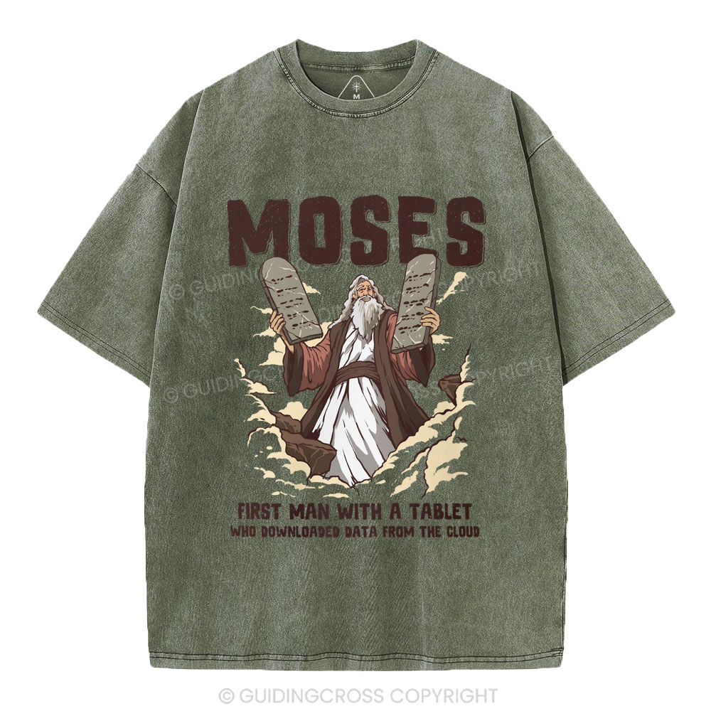 First Man With A Tablet Christian Washed T-Shirt