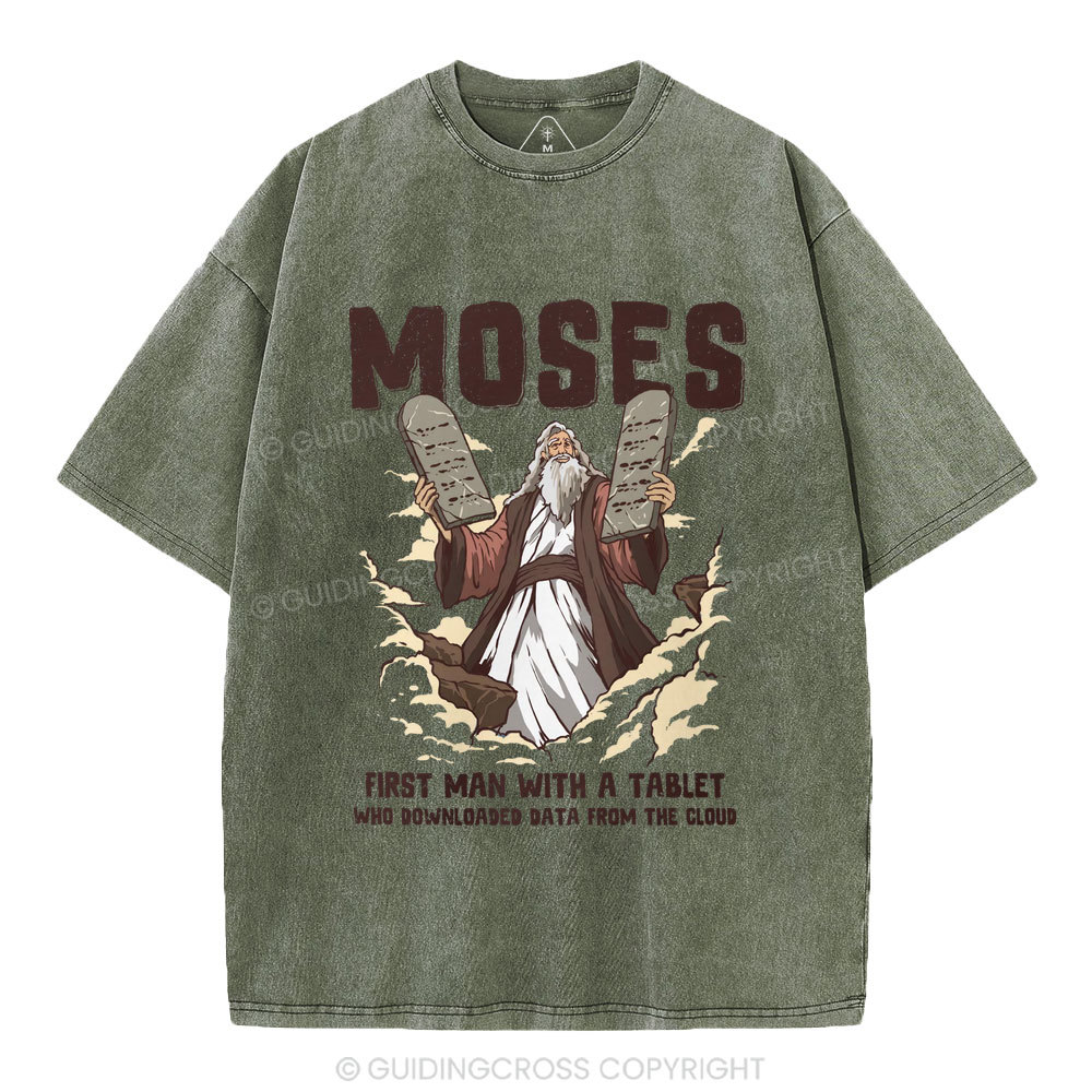 First Man With A Tablet Christian Washed T-Shirt