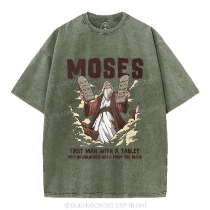 First Man With A Tablet Christian Washed T-Shirt