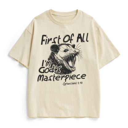 First Of All I'm God's Masterpiece Christian Heavy Cotton T-Shirt