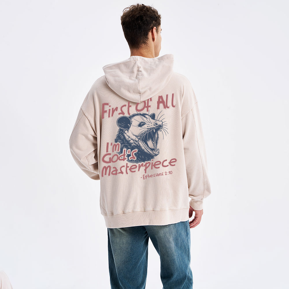 First Of All I'm God's Masterpiece Christian Washed Hoodie 