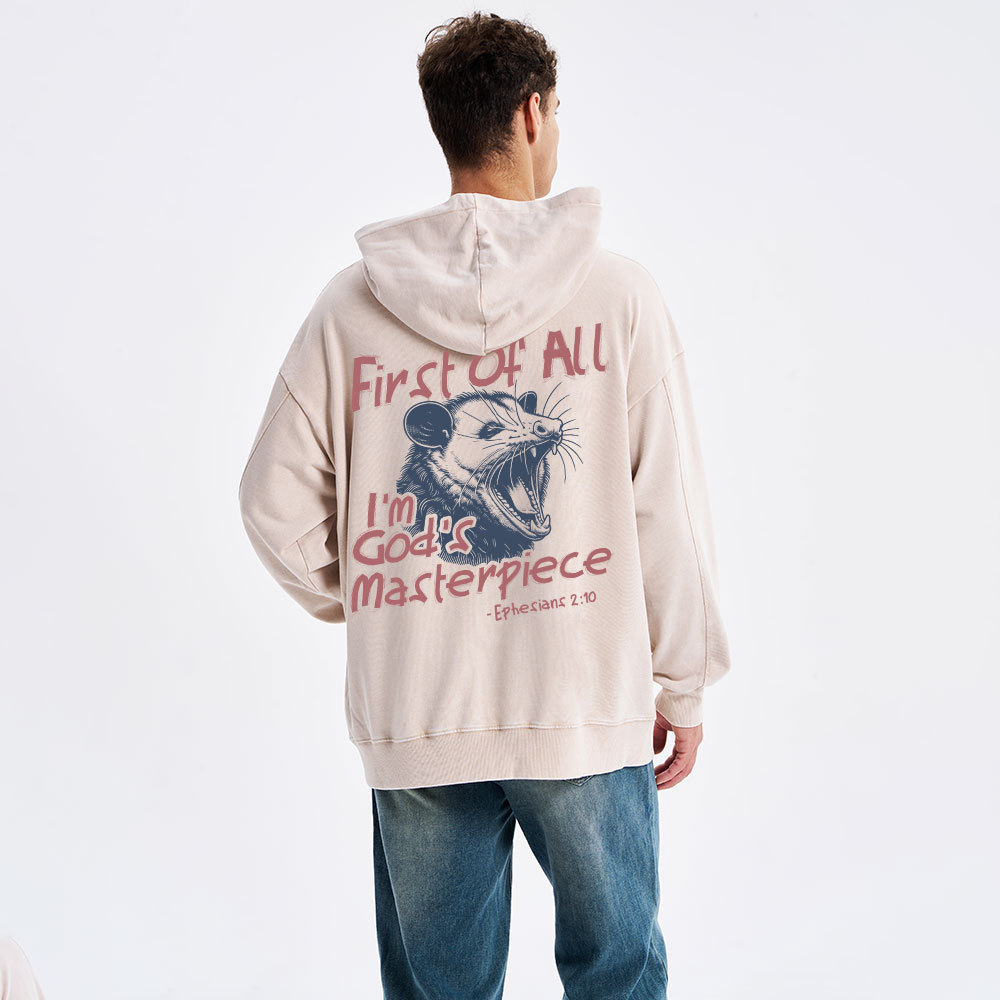 First Of All I'm God's Masterpiece Christian Washed Hoodie 