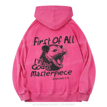 First Of All I'm God's Masterpiece Christian Washed Hoodie 