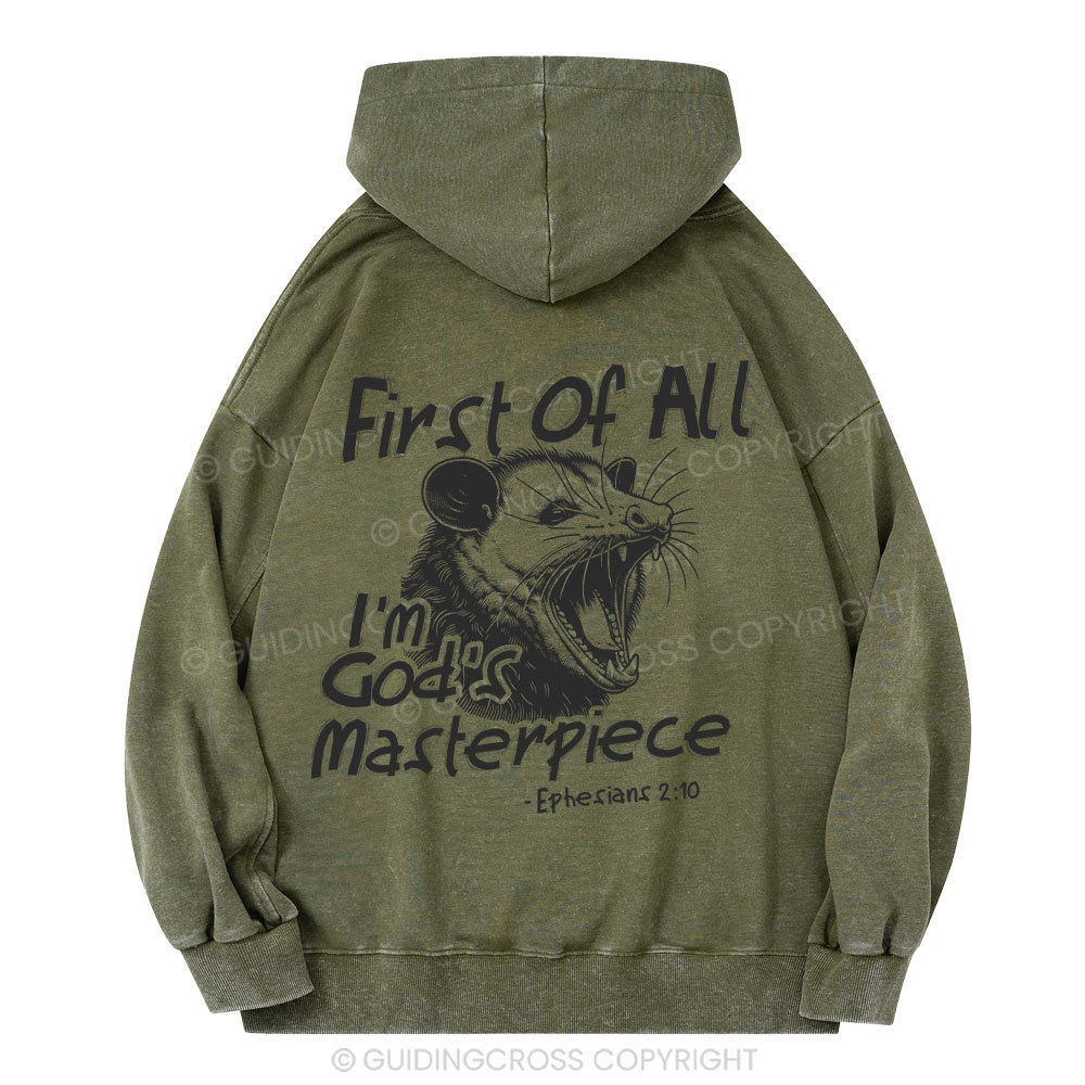 First Of All I'm God's Masterpiece Christian Washed Hoodie 