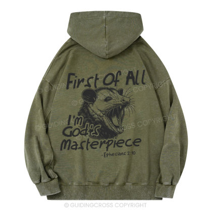 First Of All I'm God's Masterpiece Christian Washed Hoodie 