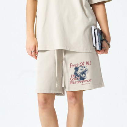 First Of All I'm God's Masterpiece Christian Washed Shorts