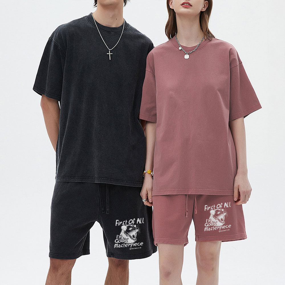 First Of All I'm God's Masterpiece Christian Washed Shorts