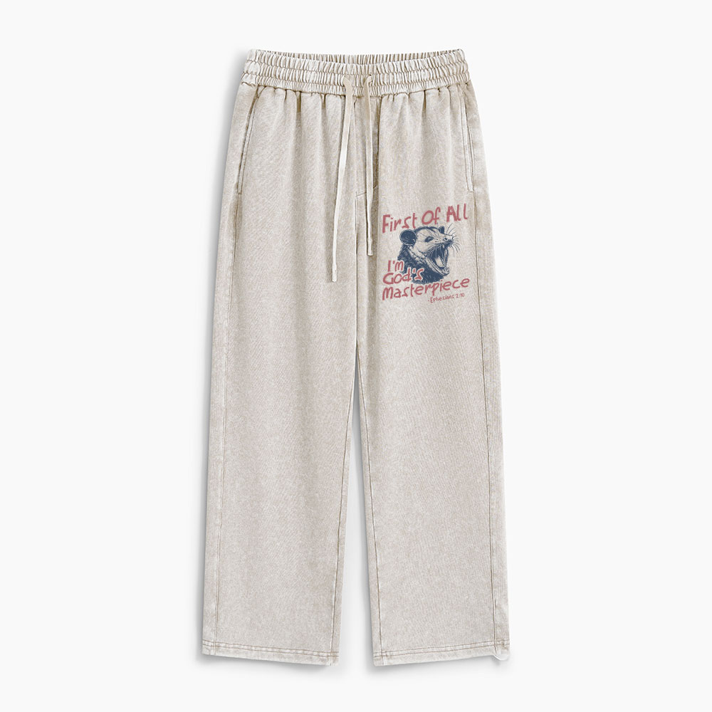 First Of All I'm God's Masterpiece Christian Washed Sweatpants