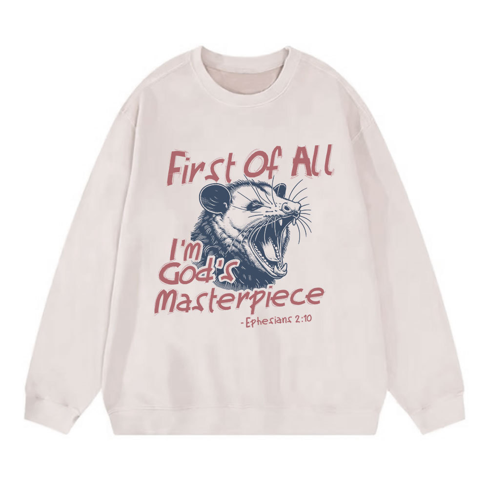 First Of All I'm God's Masterpiece Christian Washed Sweatshirt
