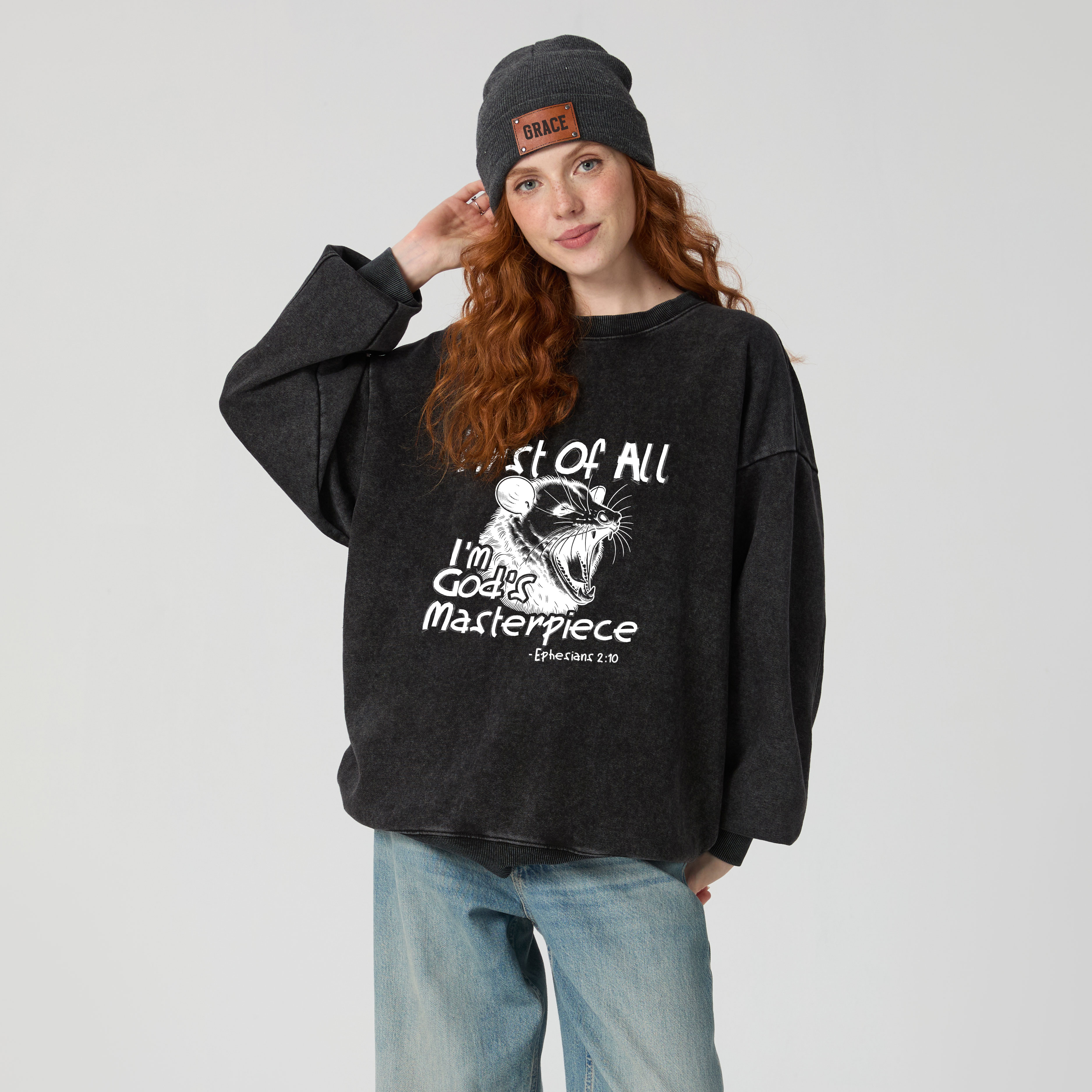 First Of All I'm God's Masterpiece Christian Washed Sweatshirt