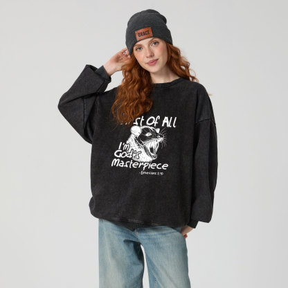 First Of All I'm God's Masterpiece Christian Washed Sweatshirt