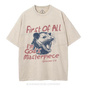 Image of First Of All I'm God's Masterpiece Christian Washed T-Shirt