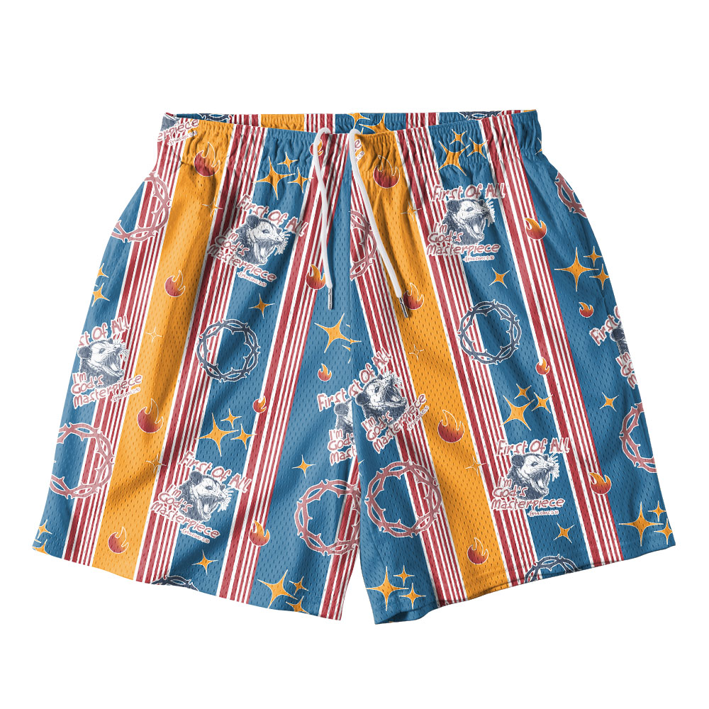 First Of All I'm God's Pieces Christian Mesh Shorts