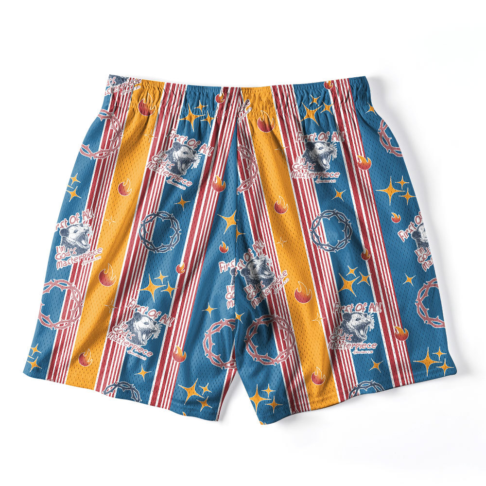 First Of All I'm God's Pieces Christian Mesh Shorts