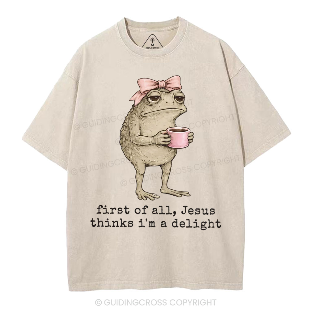 First Of All Jesus Thinks I'm A Delight Christian Washed T-Shirt