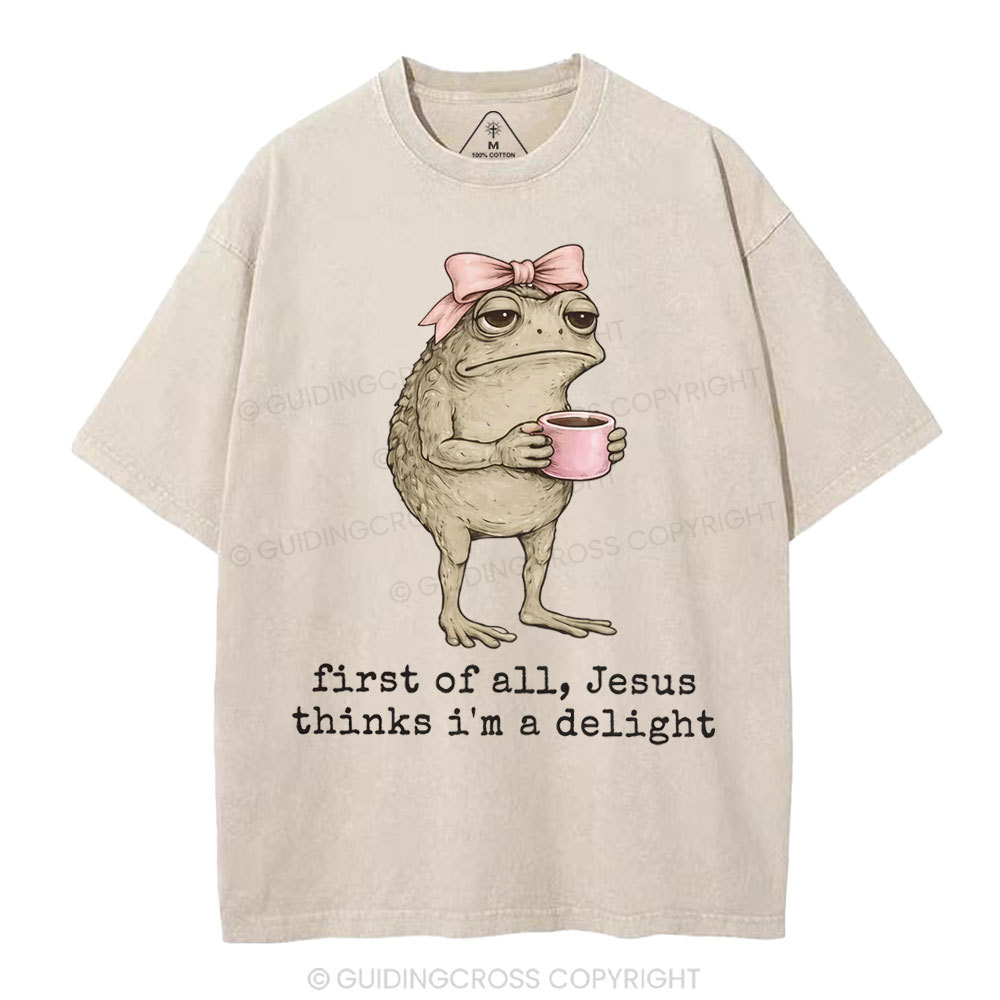 First Of All Jesus Thinks I'm A Delight Christian Washed T-Shirt