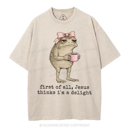 First Of All Jesus Thinks I'm A Delight Christian Washed T-Shirt