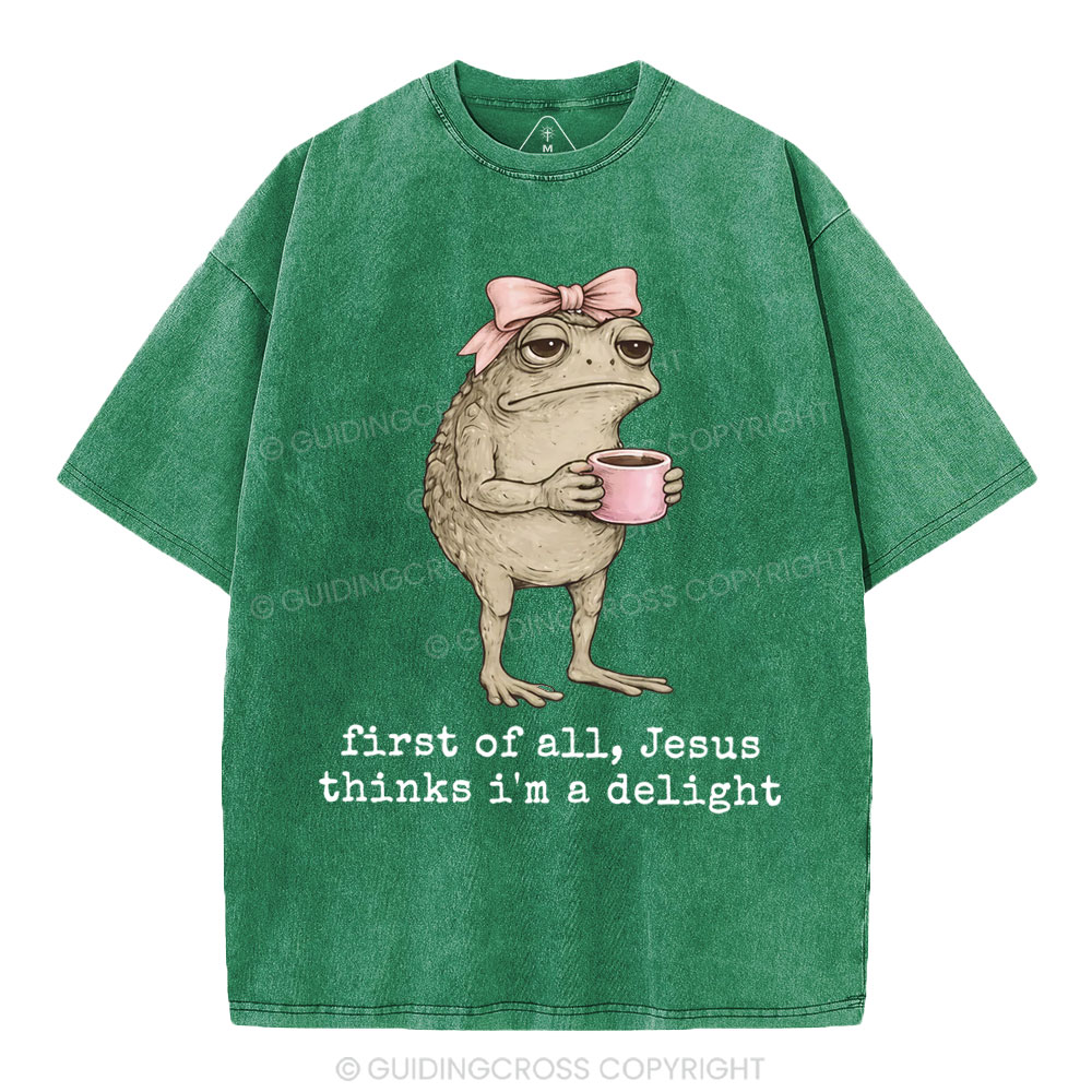 First Of All Jesus Thinks I'm A Delight Christian Washed T-Shirt