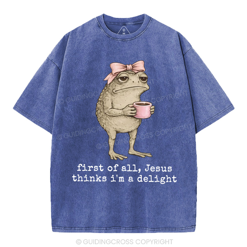 First Of All Jesus Thinks I'm A Delight Christian Washed T-Shirt
