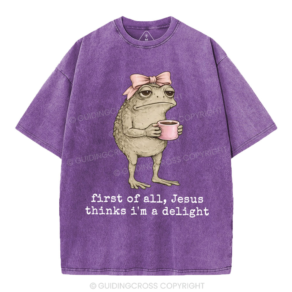 First Of All Jesus Thinks I'm A Delight Christian Washed T-Shirt