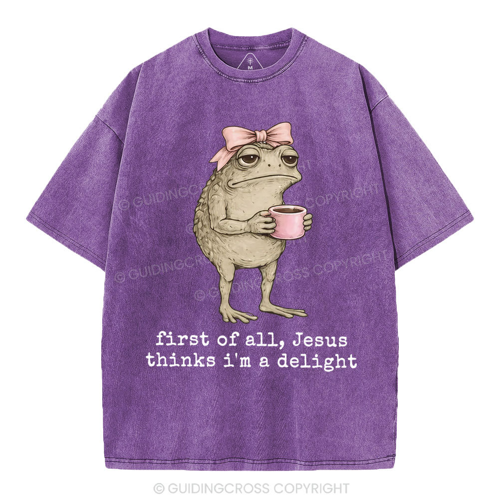 First Of All Jesus Thinks I'm A Delight Christian Washed T-Shirt