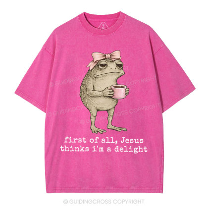 First Of All Jesus Thinks I'm A Delight Christian Washed T-Shirt