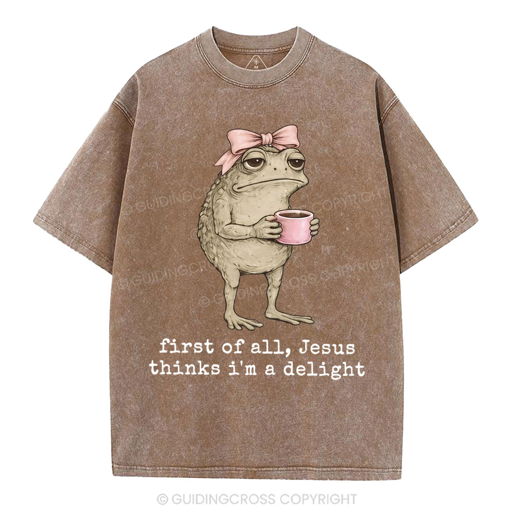 First Of All Jesus Thinks I'm A Delight Christian Washed T-Shirt